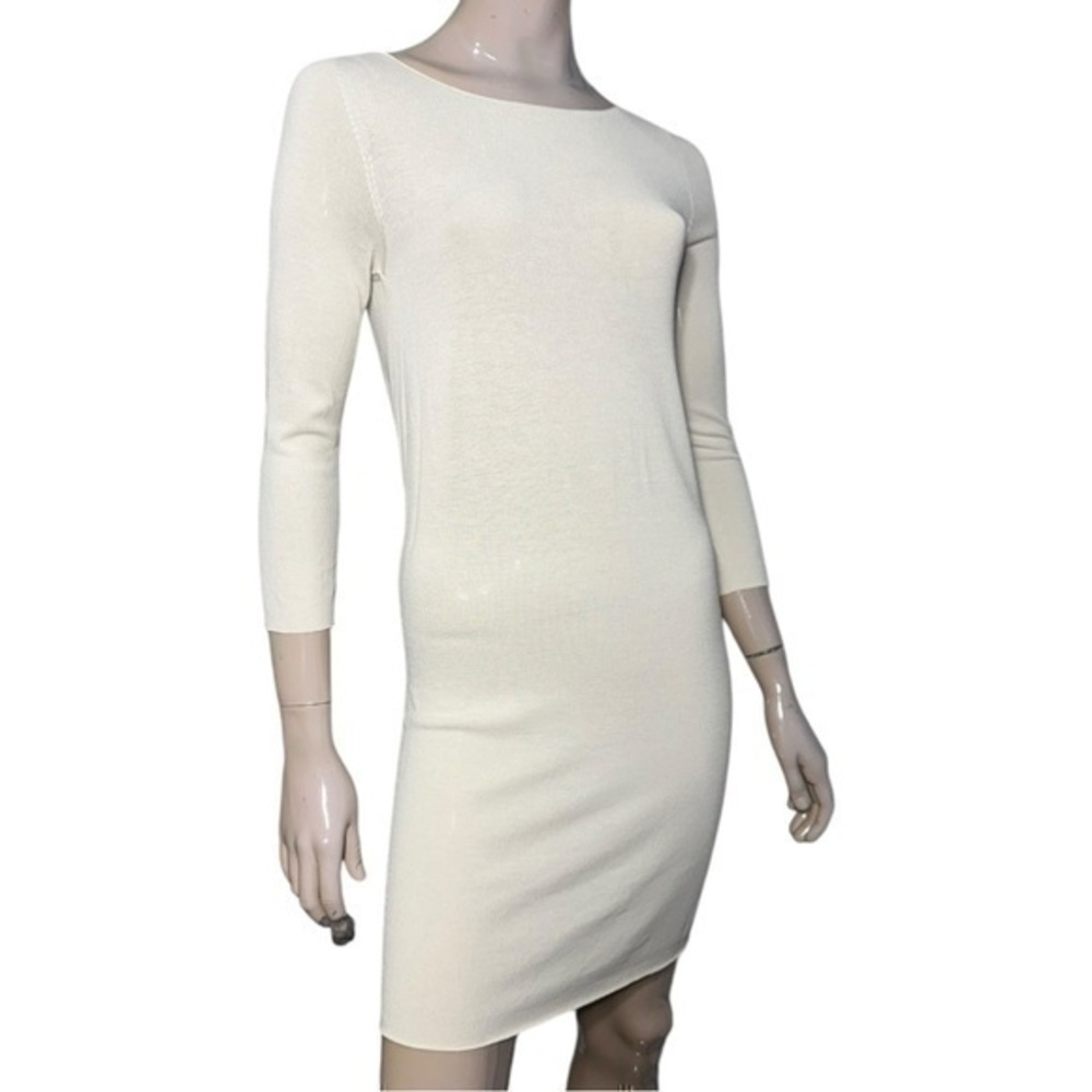 Kontatto Women’s Size S Cream Ivory Viscose Knit Blend Open Back Tie Dress